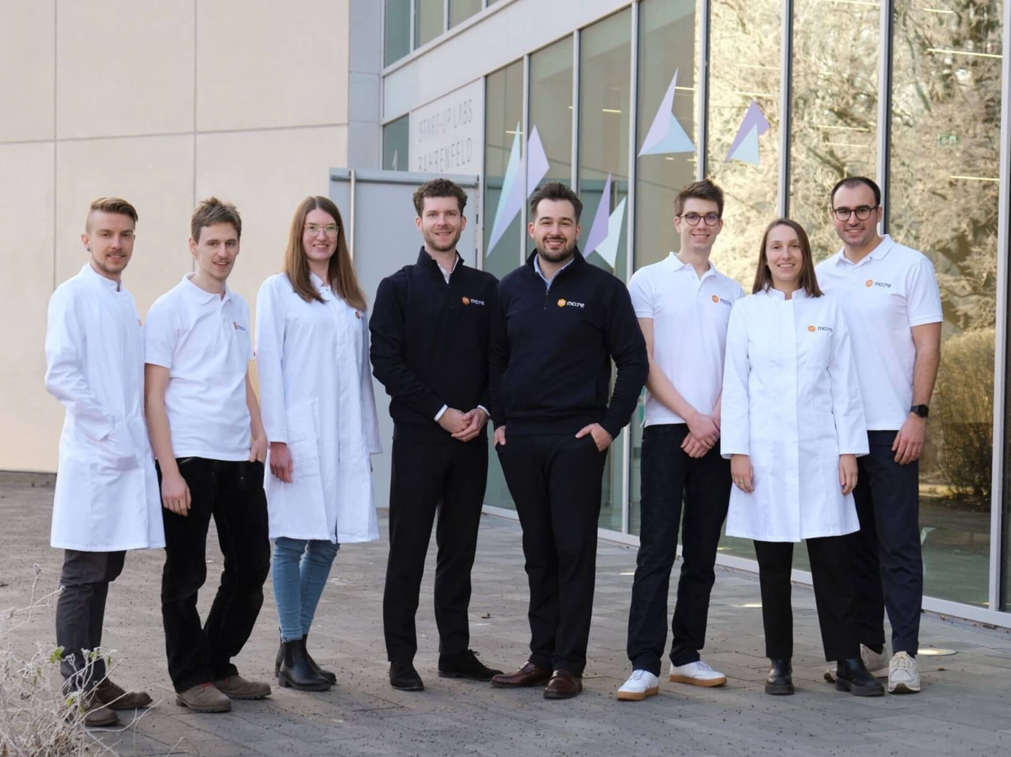 The mo:re science team, including founders and scientists, based in Hamburg laboratory and office.